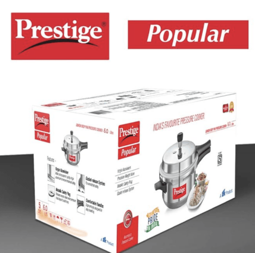Prestige Popular Virgin Aluminium Senior Deep Pan Outer Lid Pressure Cooker, 6 L (Silver) - Image 2